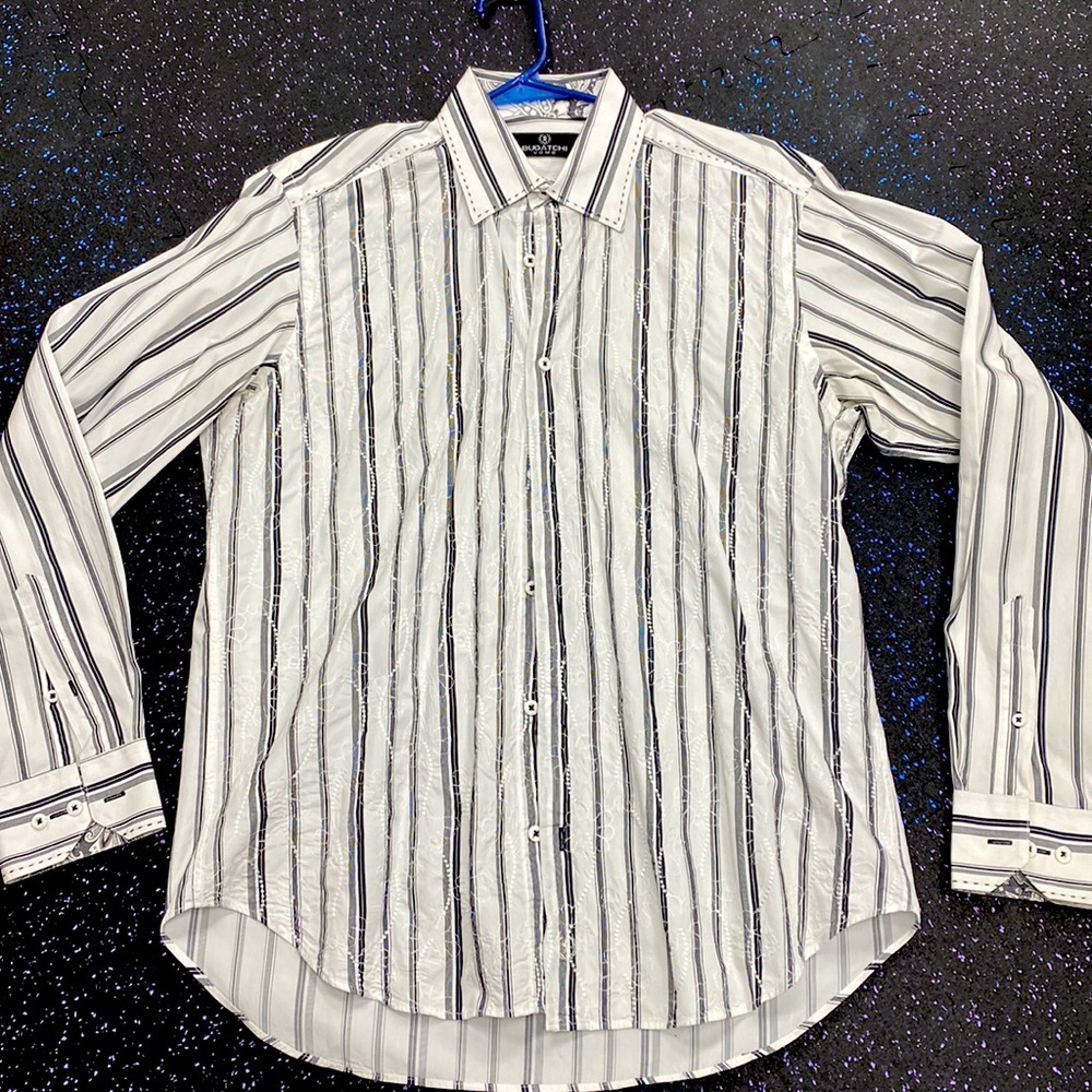 NWOT Bugatchi Uomo black & white Shirt size M